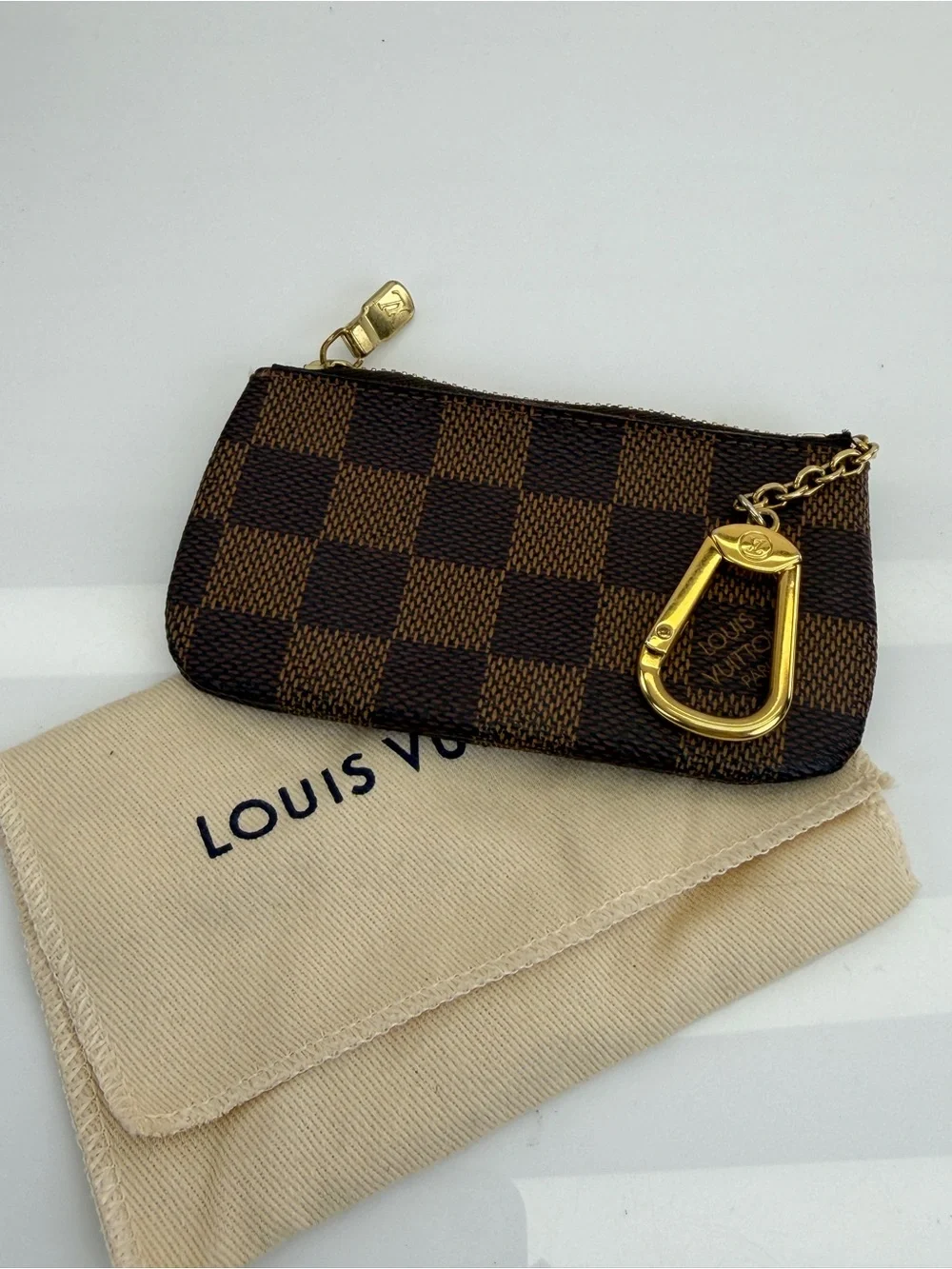 Louis Vuitton Damier Ebene Key Coin Pouch Cles Brown